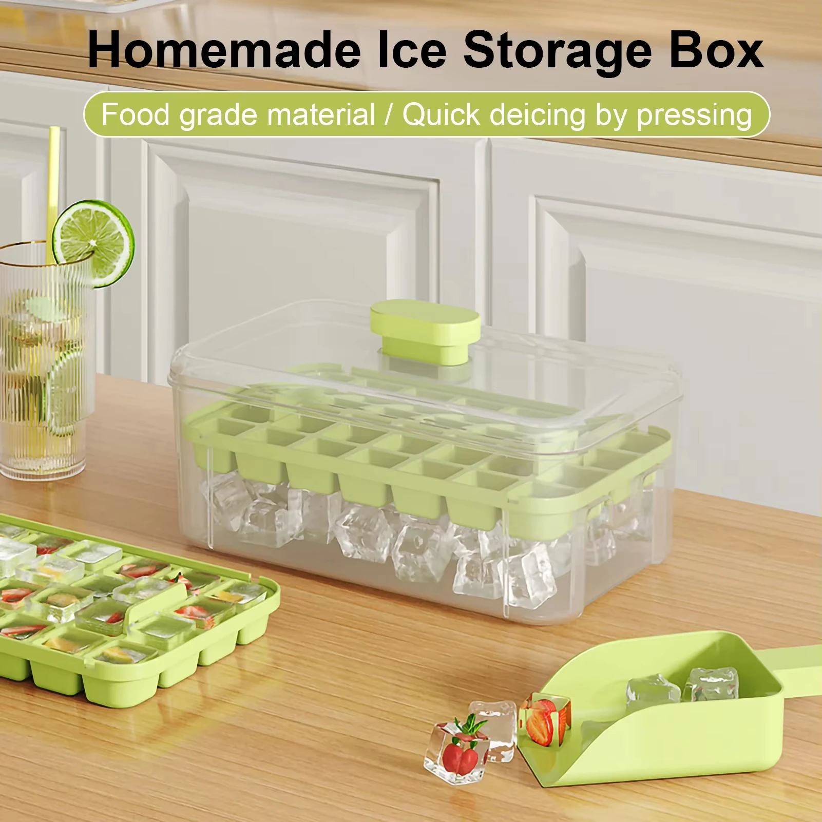 Food Grade Ice Storage Box Refrigerator Fresh Fruit Immersion Quick Freezing Ice Maker Durable Plastic Kitchen Tools Ice Storage