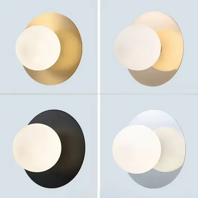 

Modern Round Glass Wall Lamp Bedroom Bed Balcony Porch Living Room Wall Hanging Northern Europe Wall Light