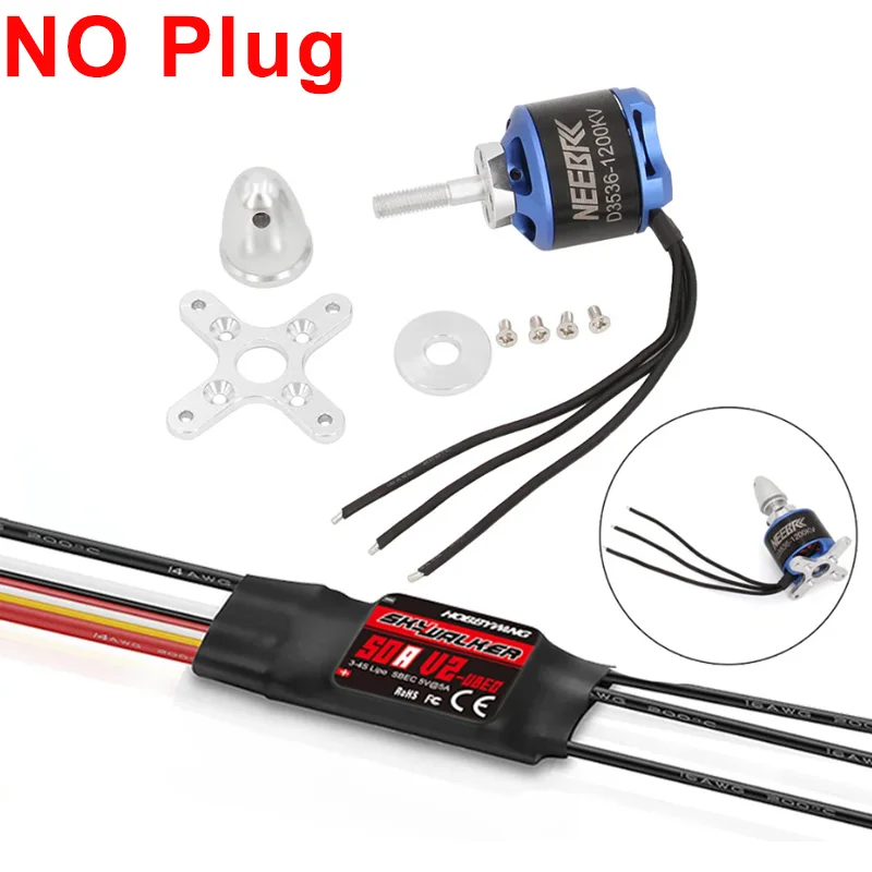 3536 1200KV Borstelloze Motor 2-4S w 50A V2 UBEC ESC Speed Controller voor RC FPV Drone Vaste vleugel Vliegtuig Skysurfer Zweefvliegtuig Vliegtuig