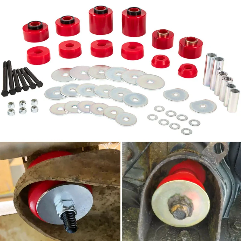 

Body Mount Bushing Kit for Ford F-150 F-250 F-350 1980-1998 2WD 4WD Polyurethane Body Cab Mounts & Steel Sleeves & Hardware