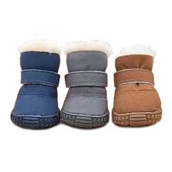 Winter Dog Booties for Small Dogs Waterproof Sude Sherpa Thicken Warm Boots for Dogs Anti-Slip Tendon Sole Puppy Shoes Durable