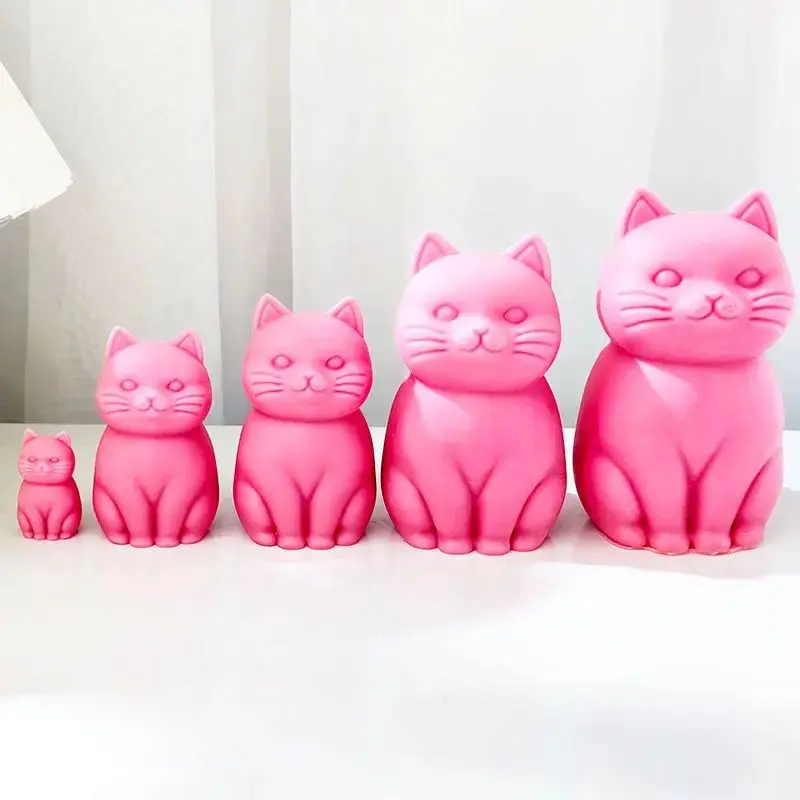 Cute Cat Silicone Candle Mould DIY Stand Pet Soap Resin Making Tool Animal Chocolate Cake Mold Plaster Doll Christmas Gift