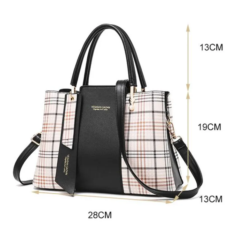 Women\'s New Style Temperament Korean Versatile Plaid Women\'s Bag Single Shoulder Messenger Bag  HB1988 28X13X19CM