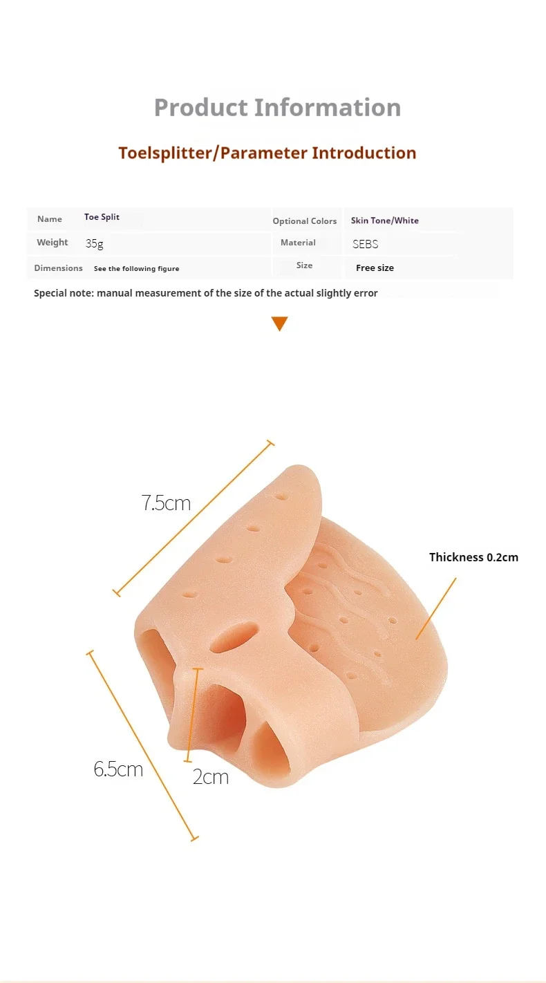 Unisex-Zehenspreizer aus Silikon, atmungsaktiv, Hallux-Valgus-Puffer, Fußpflege-Werkzeuge für gerade Zehen – 1 Paar – Detail 1