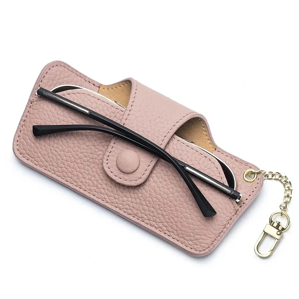 

Portable Genuine Leather Glasses Case Handmade Retro Sun Glasses Spectacle Case with Bag Pendant Cowhide Leather