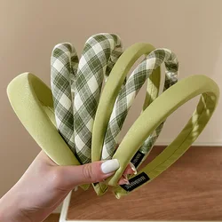 Fresh Summer Green Hair Bands Padded Sponge Hair Hoops for Women Fashion Daily Travel Headdress Thickened Air Cushion Headband