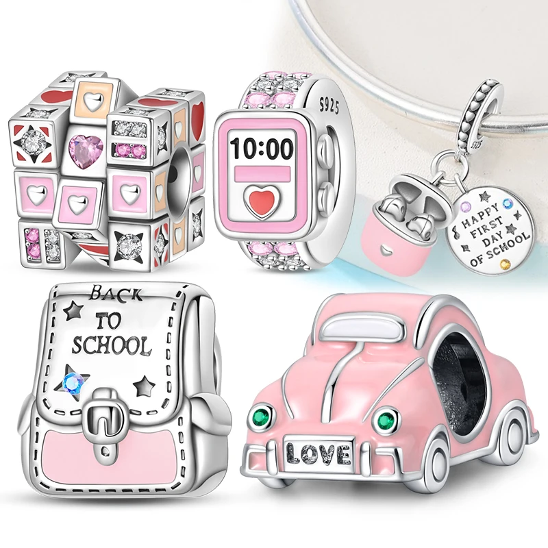 

2025 Graduation Trip Phone Charms Bead 925 Sterling Silver Friendship Schoolbag Camera Pendants Fit Bracelet DIY Jewelry Marking