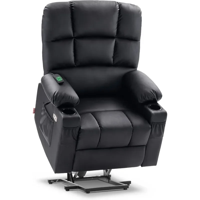 Large Lay Flat Dual Motor Power Lift Recliner Chair Sofa with Massage and Heat for Elderly People, Infinite Position