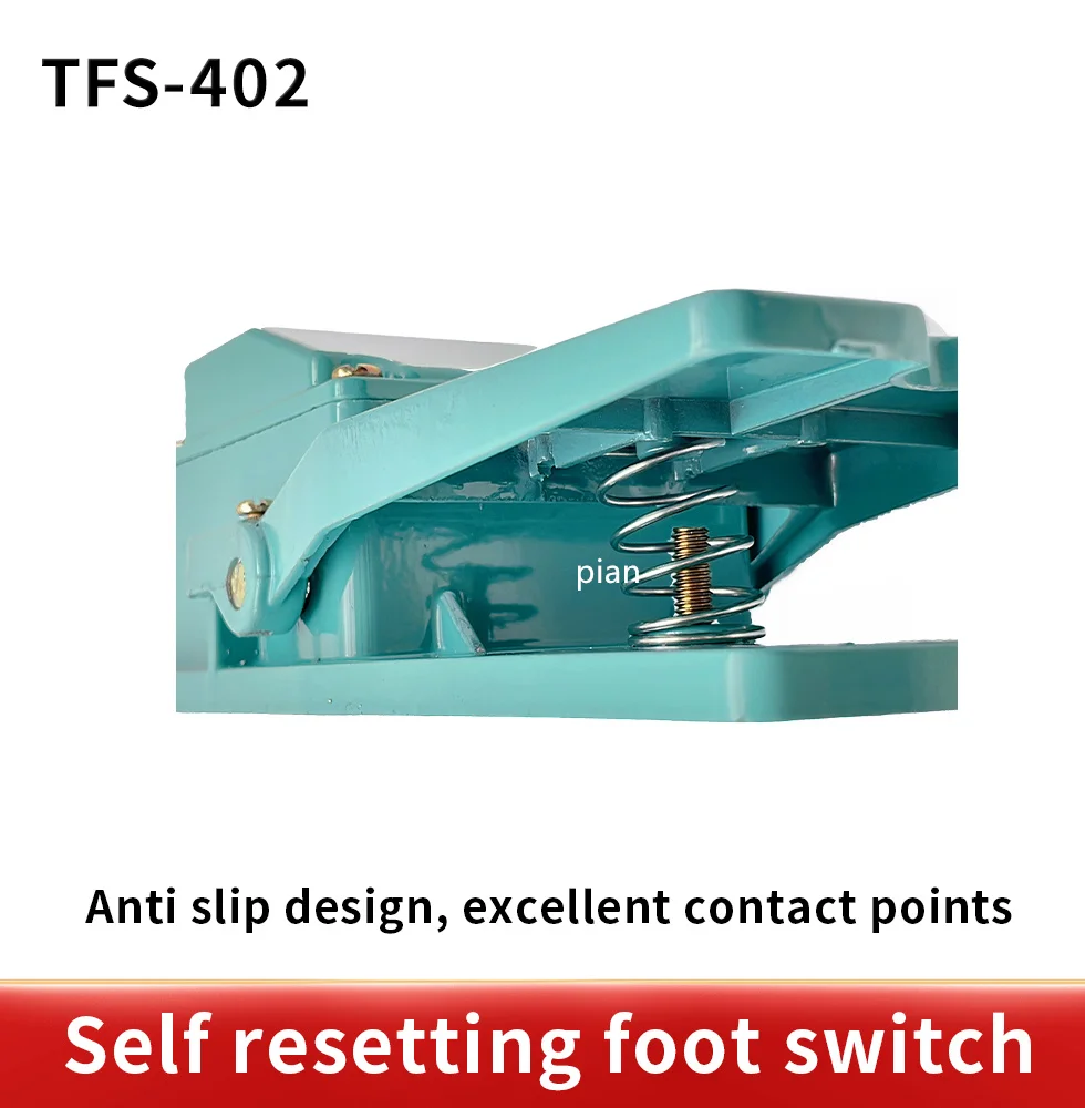 AC 250V 15A 1NO 1NC Momentary Treadle Pedal Foot Switch w Cable Gland TFS-402 Green