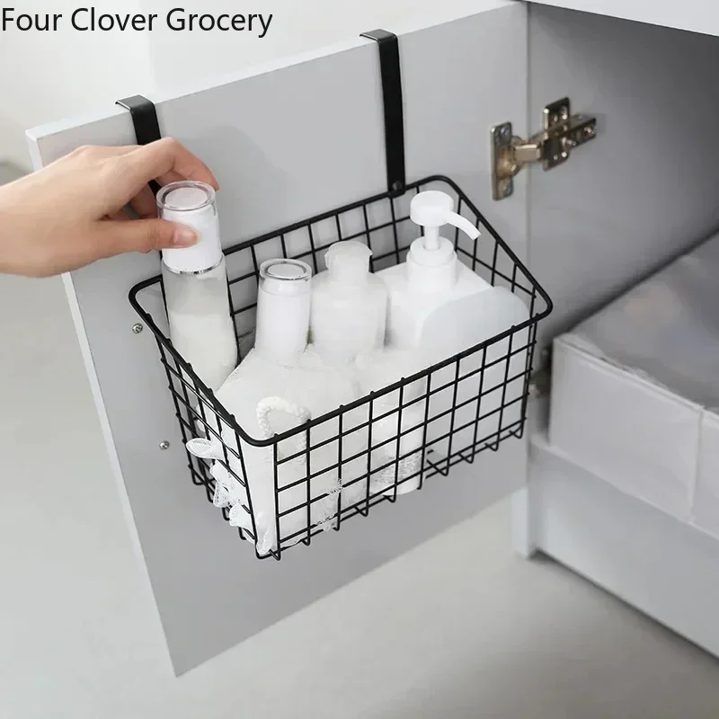 1pcs Durable Bathroom over Cabinet Door Hanging Storage Basket Holder Organizer Support Kitchen Tools Storage Shelves Wall Shelf