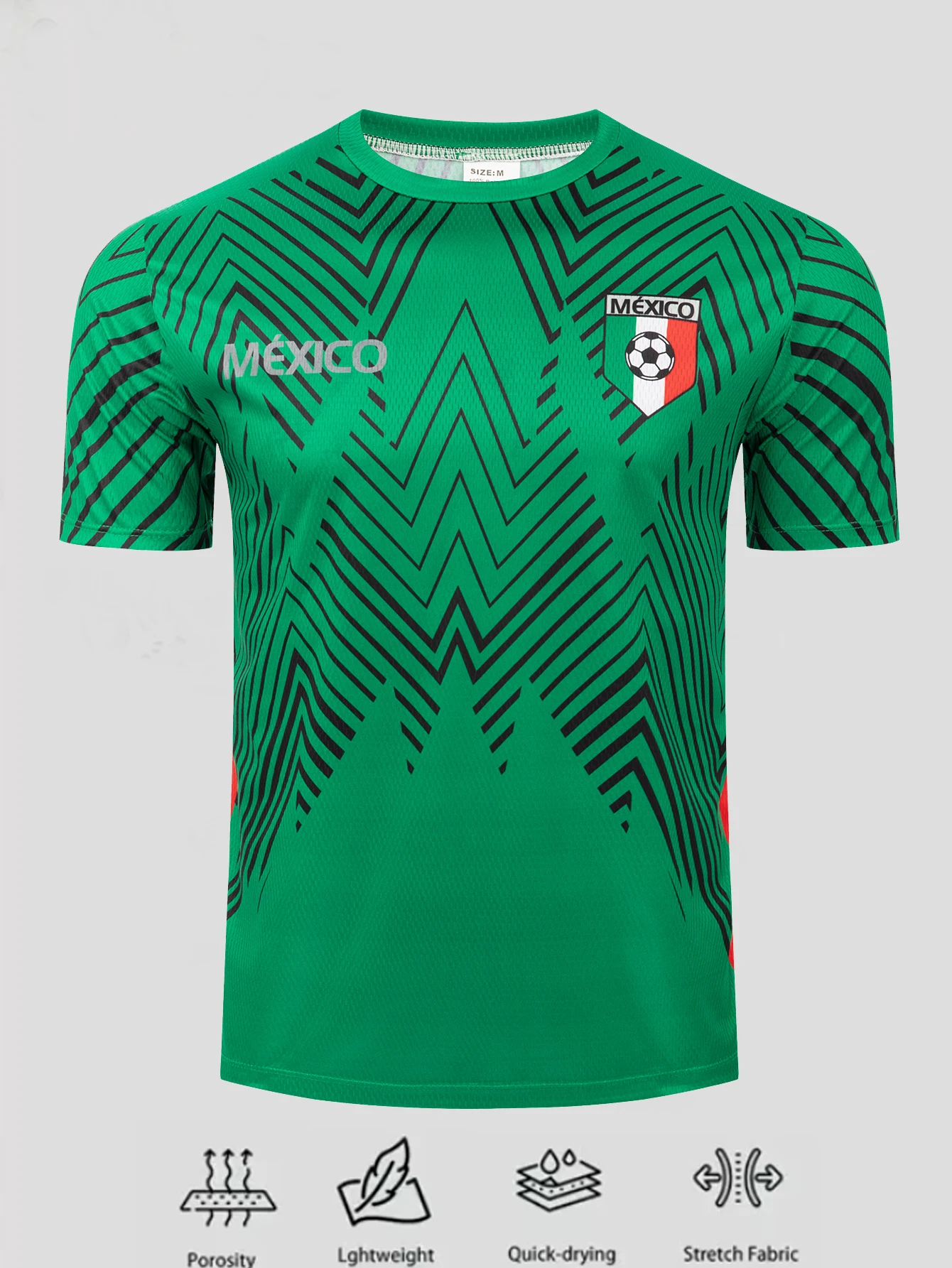 Men Mexico Football Jersey, Lightweight Breathable Soccer Shirt Mexican Fan Jersey for Sports & Casual Wear