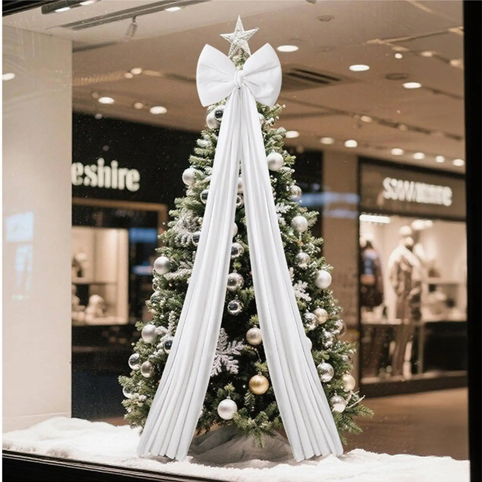 

Лук для рождественской елки, очень большой, 6,6 футов, праздничный декор, большой топпер для елки, бархатные банты для дома, стены, лестницы, камина