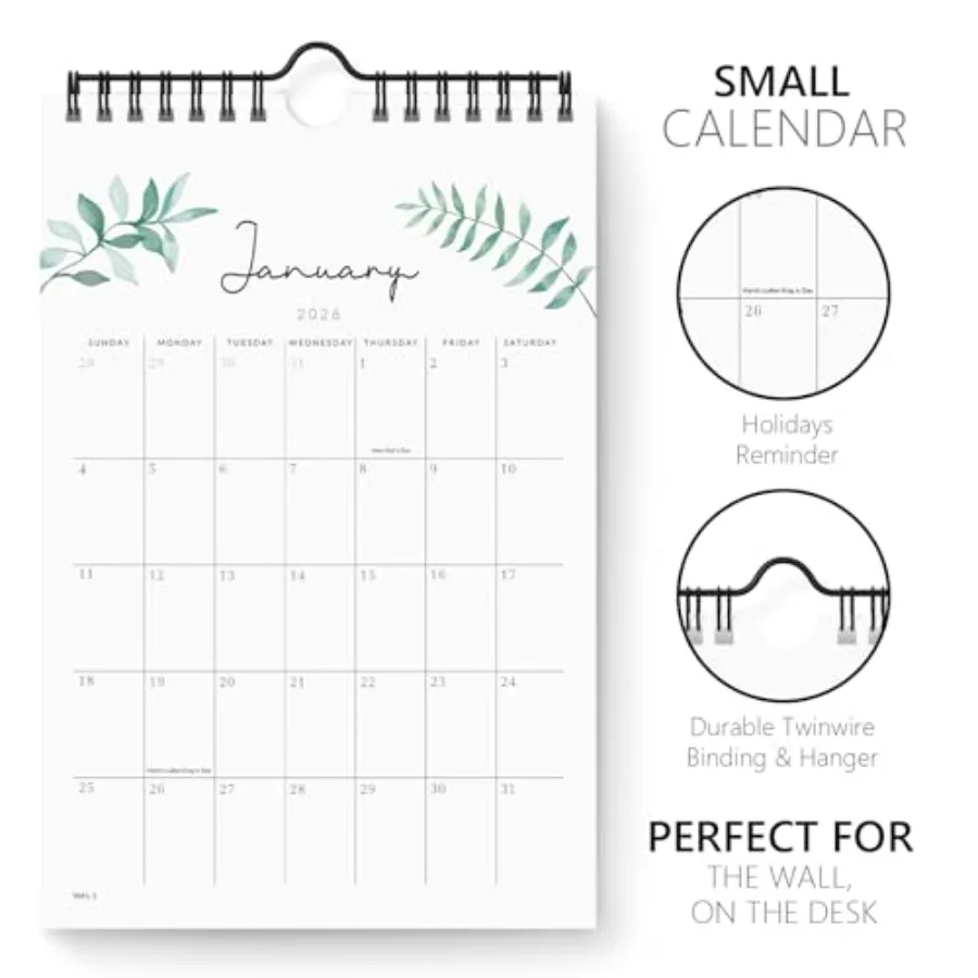 Piccolo calendario 20252026 Mini calendario da ora a dicembre 2026 Calendario estetico da 6"x9" Decorazione da parete in casa e in ufficio per