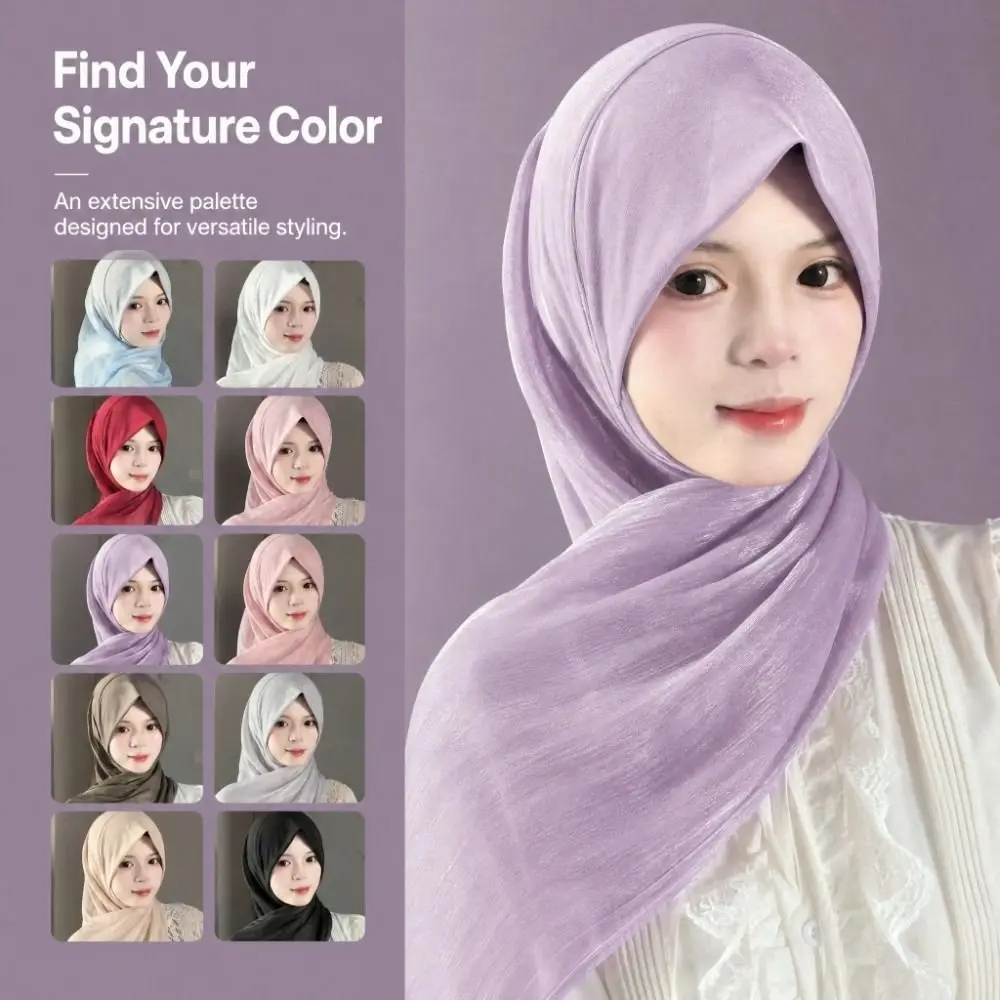 Premium Fabric Women Veil Headscarf Full Coverage Soft Texture Muslim Scarf Shawls Silk Like Luxury Integrated pullover scarf