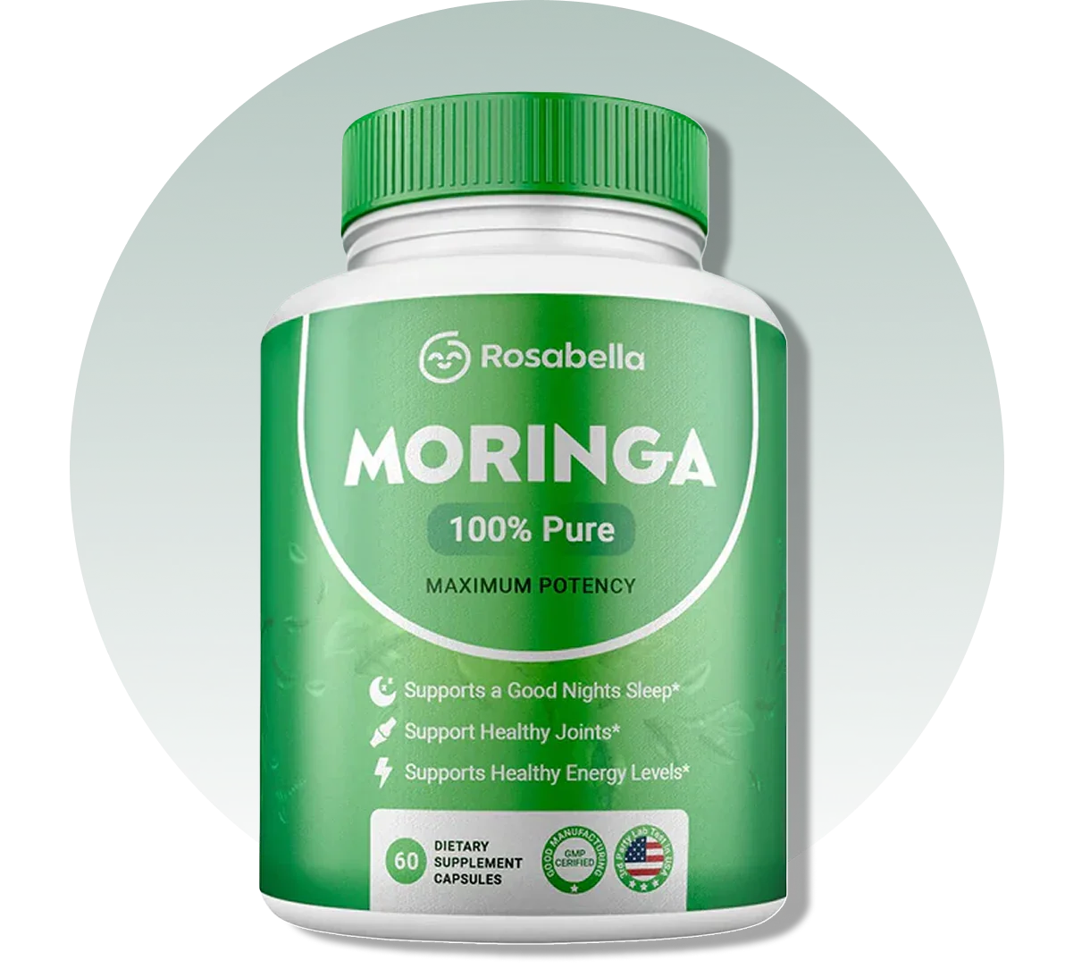 Moringa Powder Capsules - Pure Nutrient-Rich Moringa Powder - Supports Energy, Skin Health, Gut Health+