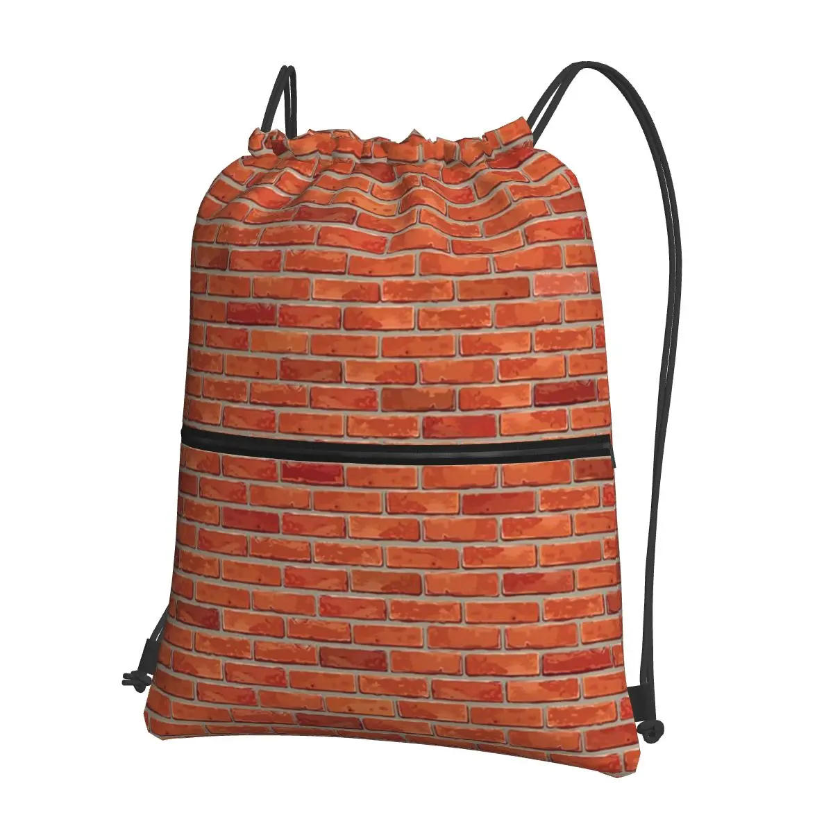 Red Brick Wall Backpacks Portable Drawstring Bags Sports Bag Book Bags for Travel Students
