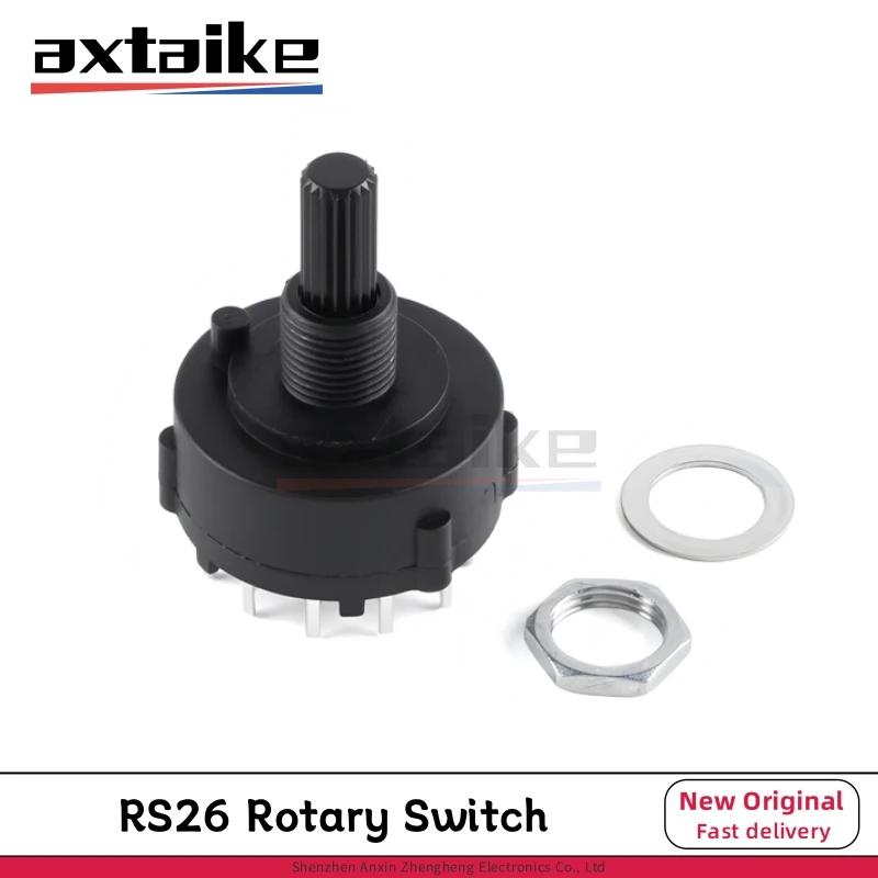 

2PCS RS26 Rotary Switch 1 2 3 4 Pole Position 12/6/4/3 26mm Gear Band Handle length 20mm Radio Tape Recorder TV Speaker Switch
