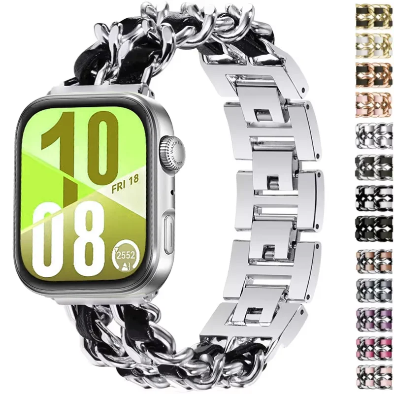 حزام ميتا للنساء لساعة Huawei Watch Fit 4 Fit 3 سوار معصم بديل من الفولاذ المقاوم للصدأ لساعة Huawei Watch Fit 4 Pro سوار Correa