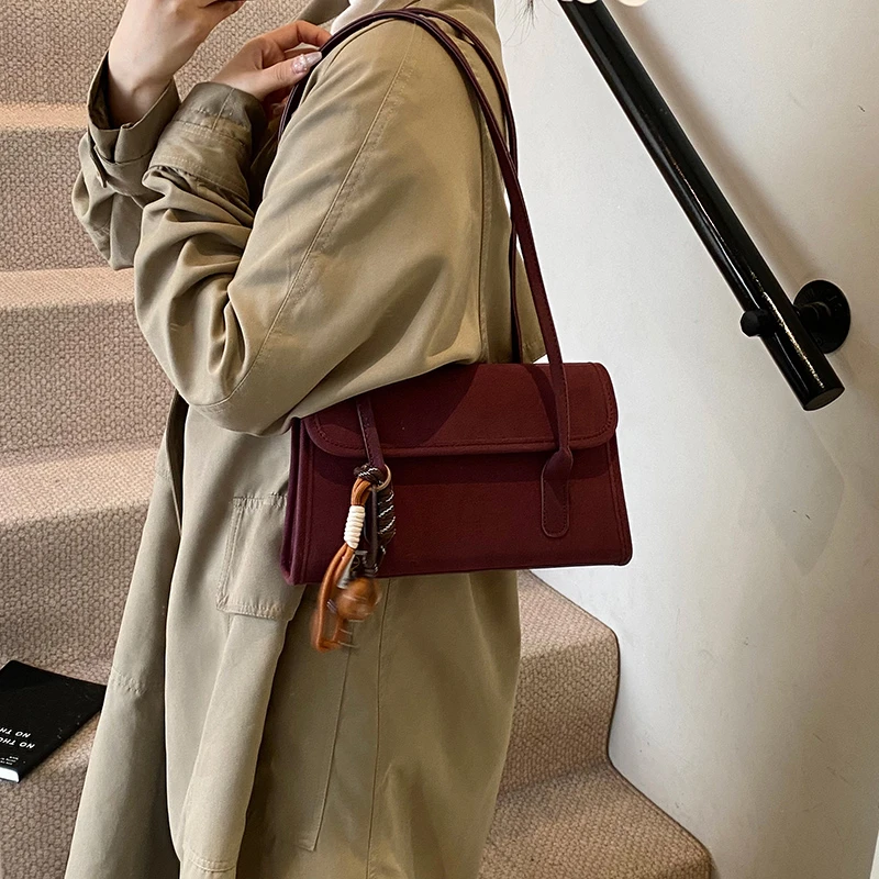 Winter Retro Frosted Leather Women's Bags Advanced Feeling Simplicity Good-looking Commute Versatile The Single Shoulder Bag