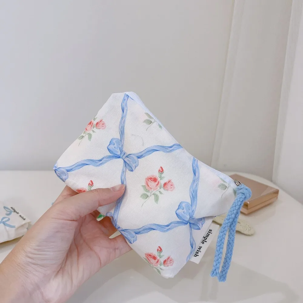 Новый мини-кошелек с цветочным принтом, хлопковая сумка для хранения гигиенических салфеток на молнии, портативная квадратная косметичка