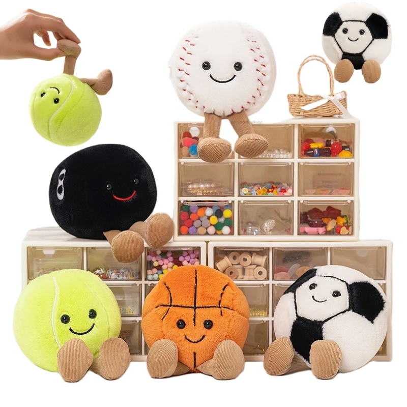 Adorable Basketball Football Tennis Baseball Billiards Plush Toys Soft Stuffed Balls Pillow Christmas Birthday Presents for Boys