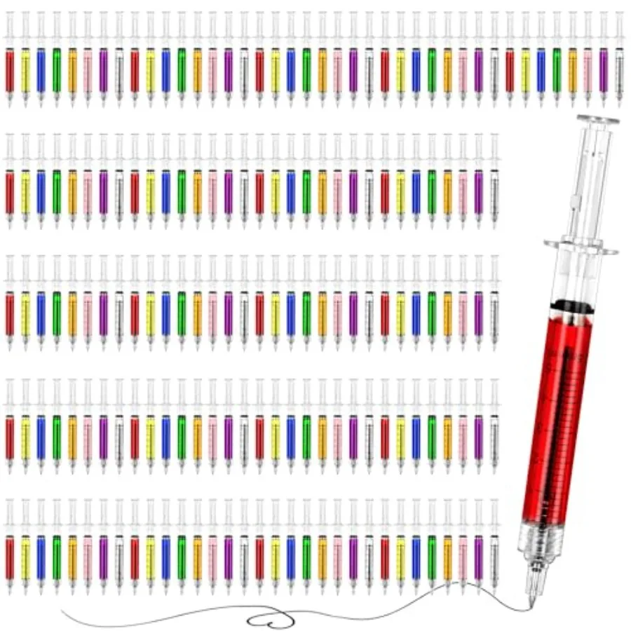 

200 PCS Nurse Week Gifts Bulk Unique Injection Pens for Nurses Retractable Black Ink Nurse Pens Funny Syringe Pens Nursing Appr