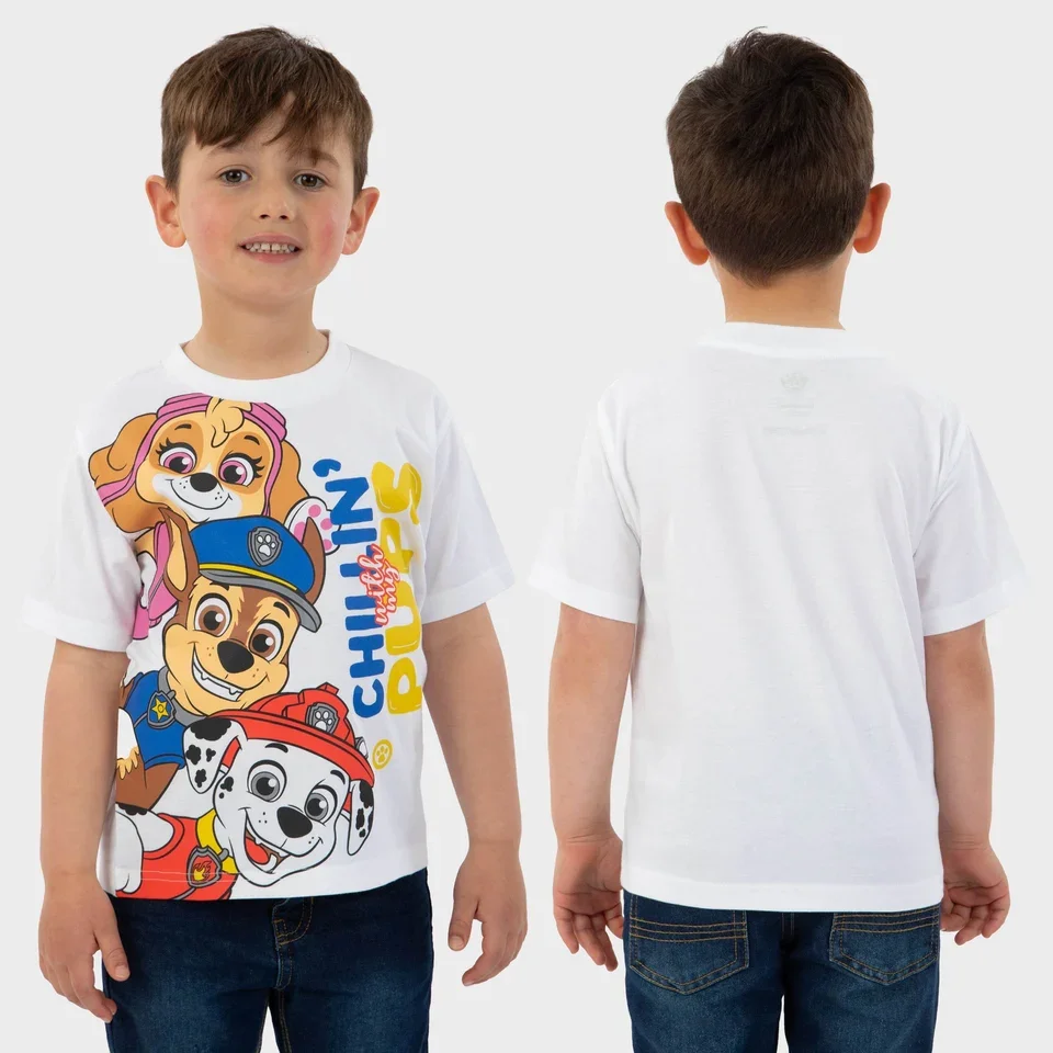 Paw Patrol Children's T-shirt Cartoon Dog Pattern T-shirt Men's and Women's Short Sleeved Children's Birthday Gift Clothing
