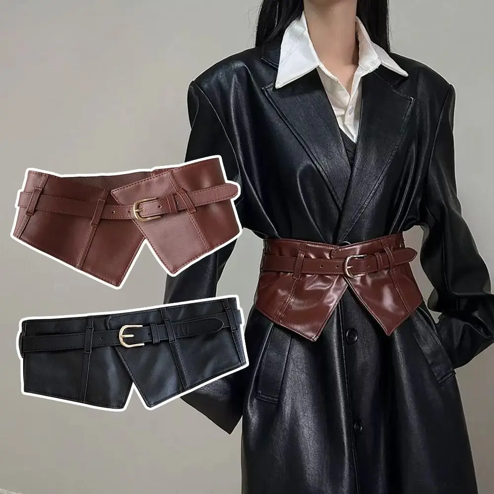 แฟชั่นกว้างหัวเข็มขัดรัดตัวเข็มขัดเอวตกแต่ง PU หนัง Cummerbunds DIY เข็มขัดสําหรับผู้หญิง Lady Girl