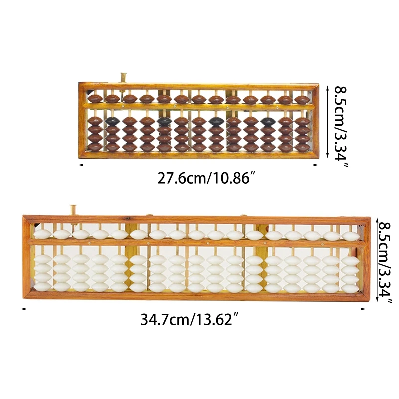 Portable Wooden Abacus Chinese Abacus Calculator 13 Column 15 Column 17 Column Toddler Counting Toys for Kid Students