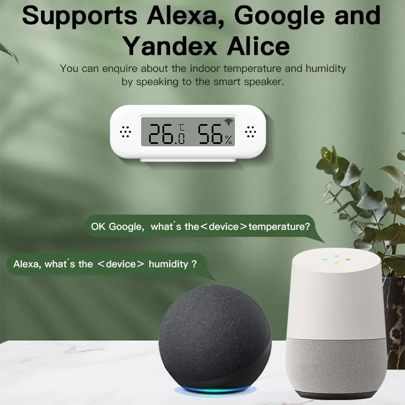 Tuya wifi sensor de umidade temperatura para casa inteligente termômetro higrômetro app alarme remoto trabalho com google casa yandex alexa