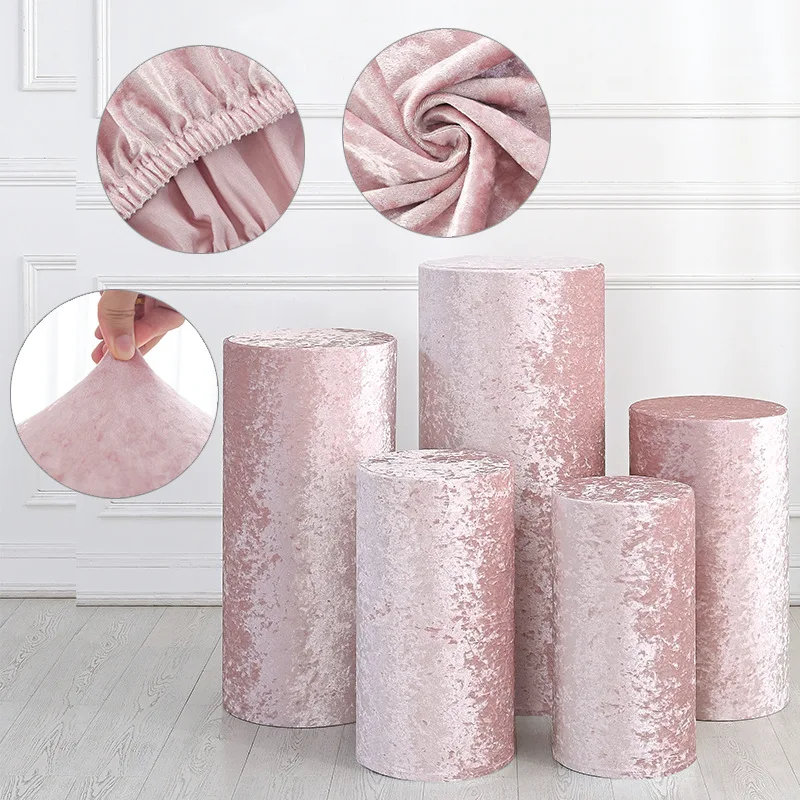 

3/5pcs Spandex Cylinder Pedestal Stand Covers Plinth Stand Pillar Cover for Birthday Event Decor Wedding Props Decor Christmas