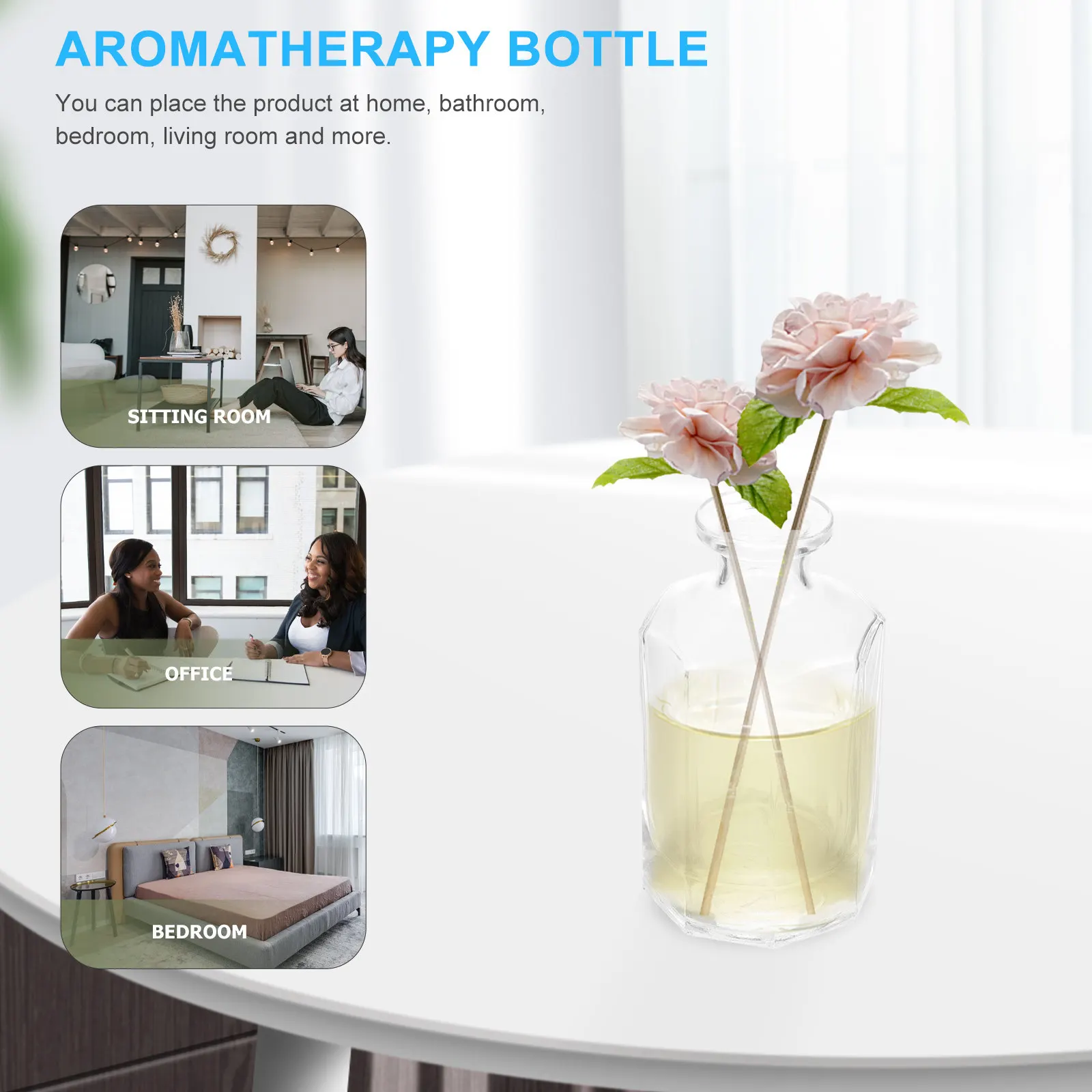 

2 шт. стеклянные ароматерапевтические флаконы, многоразовые емкости для эфирных масел, прозрачные диффузоры для парфюмерии для дома, гостиной, ванной комнаты