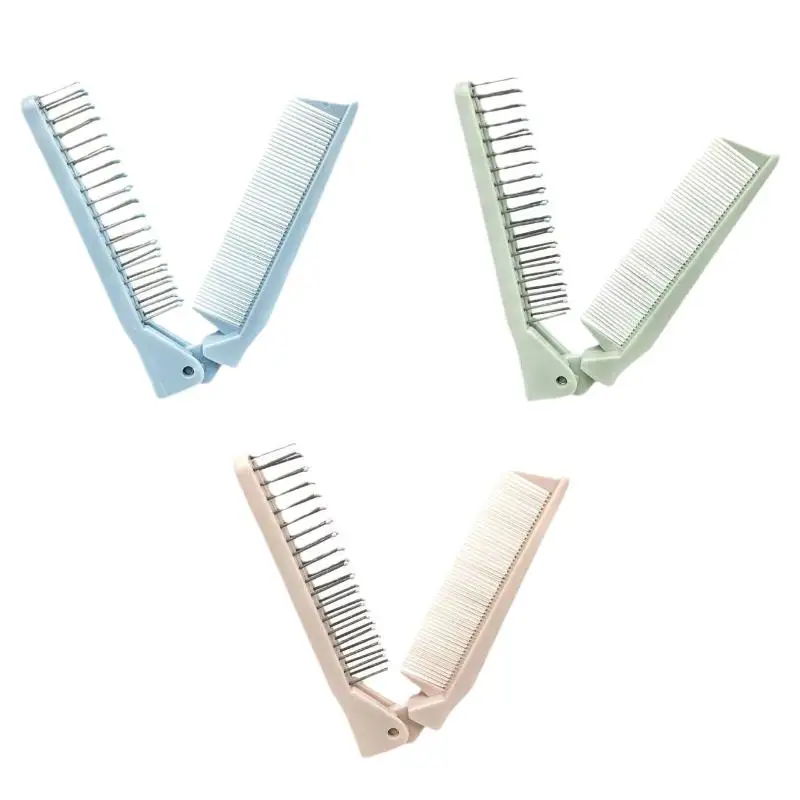 مشط سفر مزدوج الوظيفة قابل للطي ومضاد للكهرباء الساكنة، أداة شعر مجعدة ناعمة لفك تشابك الأسنان، محمولة لمستلزمات تصفيف الشعر للفتيات