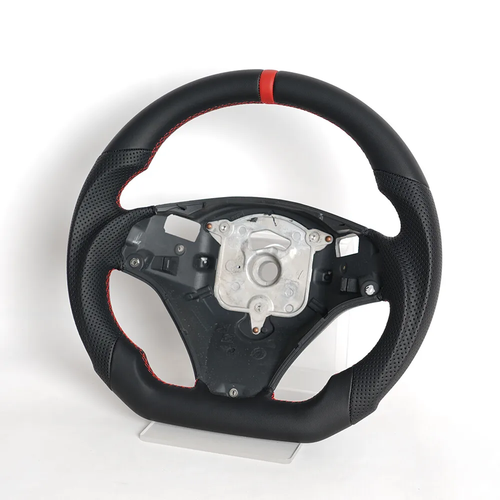 

Full Leather Steering Wheel D-Type With SSG Paddle Holes Red Stitching Red Center Line For BMW E90 E92 E93 328i 335i 2005-2012