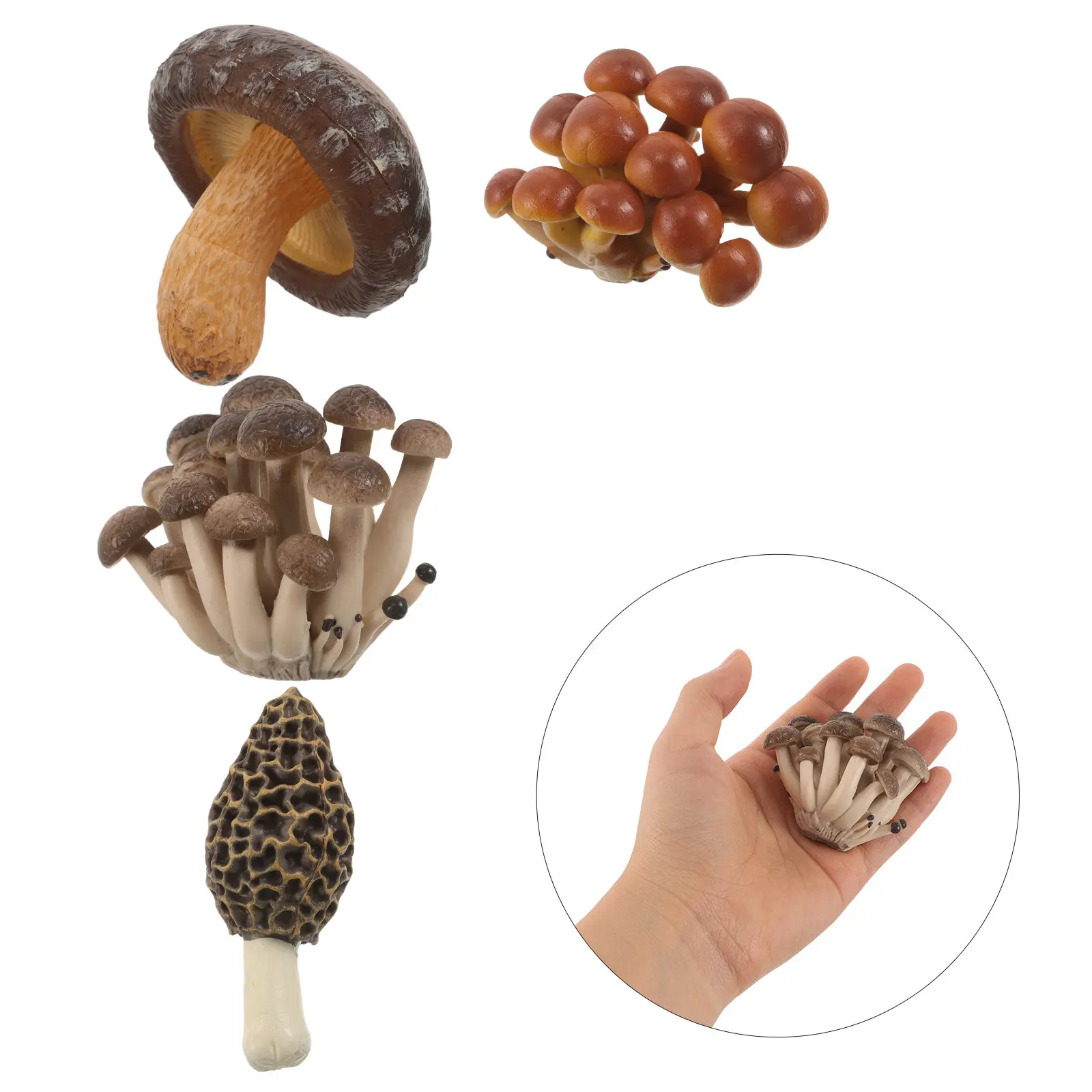4Pcs Mini Mushroom Artificial Mushroom Decor Resin Forest Theme Ornament Desktop Shelf Display Fake Plant Decoration