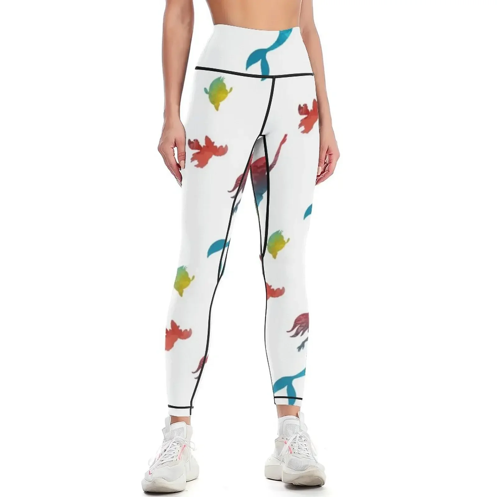 

Mermaid Pattern Inspired Silhouette Leggings Clothing fitness trousers workout shorts sports tennis for Womens Leggings