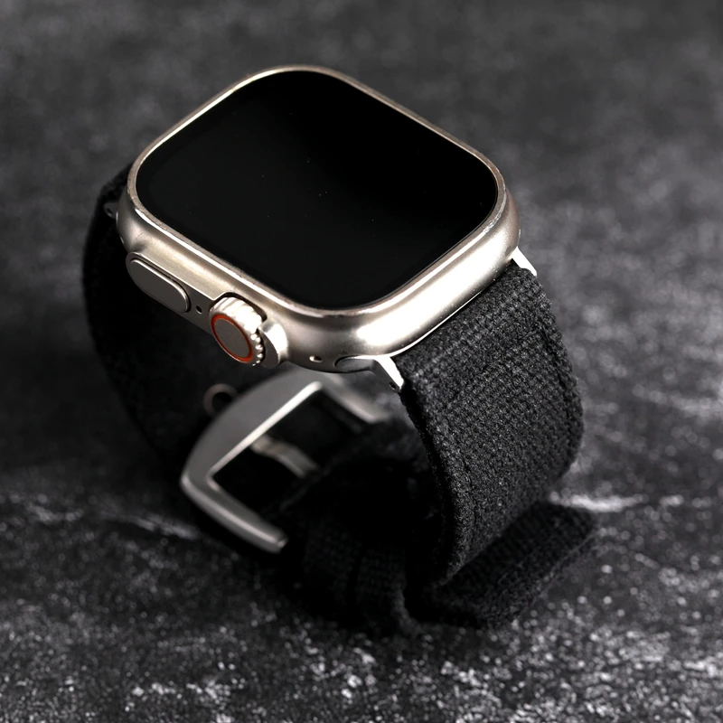 High-end Canvas Strap, Waterproof And Sweatproof, Suitable For iWatch Apple 49MM 45MM 44MM 42MM Men's Rugged Style Bracelet