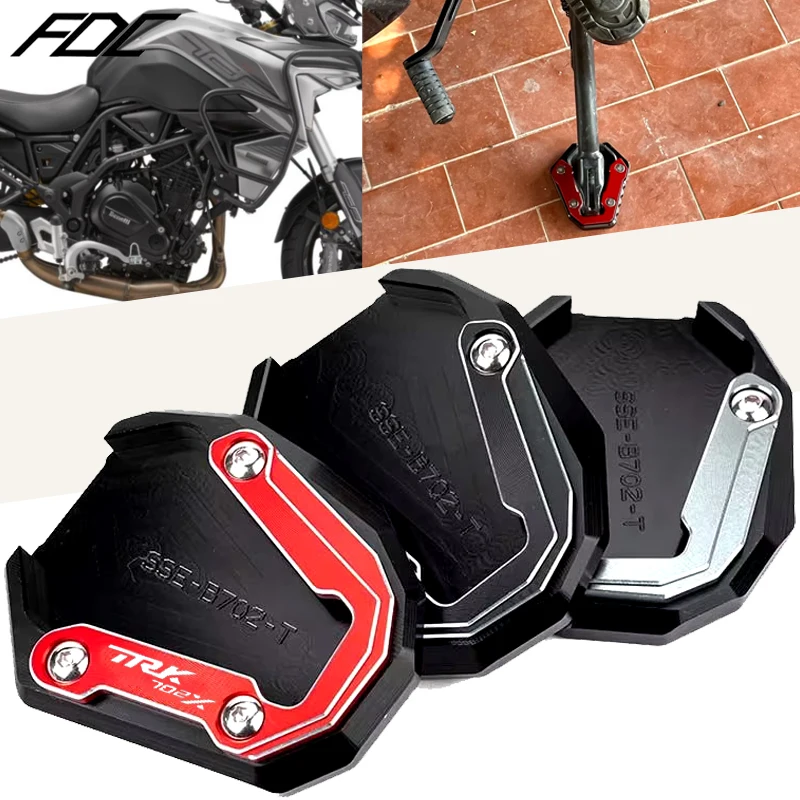 Para benelli trk 702x trk702x 2022-23 trk502x trk 502x 2017-2022 motocicleta kickstand pé suporte lateral extensão almofada placa de suporte