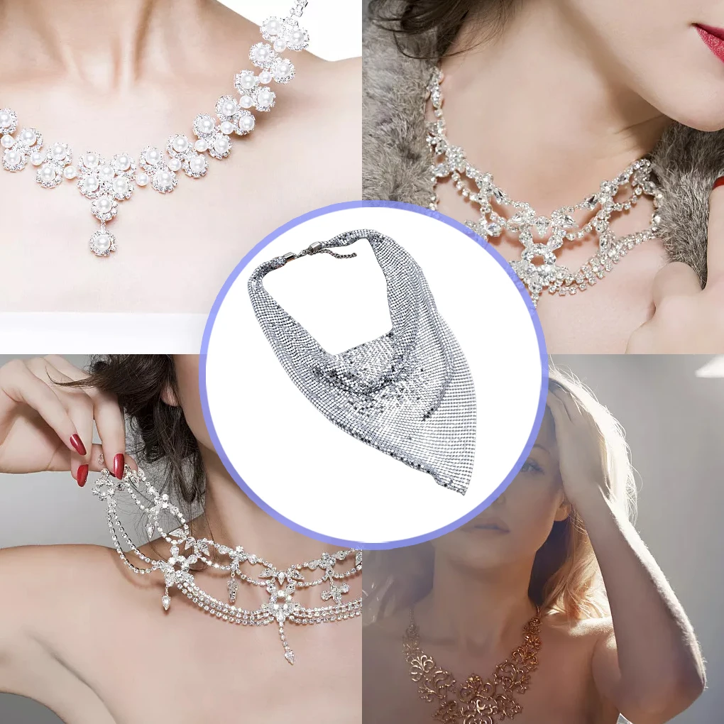 Women Sequin Necklace Fashion Collar Ceremony Choker Decoration Jewellery