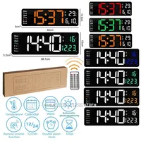 16 13 Inch Large Wall Clock Remote Control Memory Electronic 10 Level Brightness LED Digital Dual Alarms Table