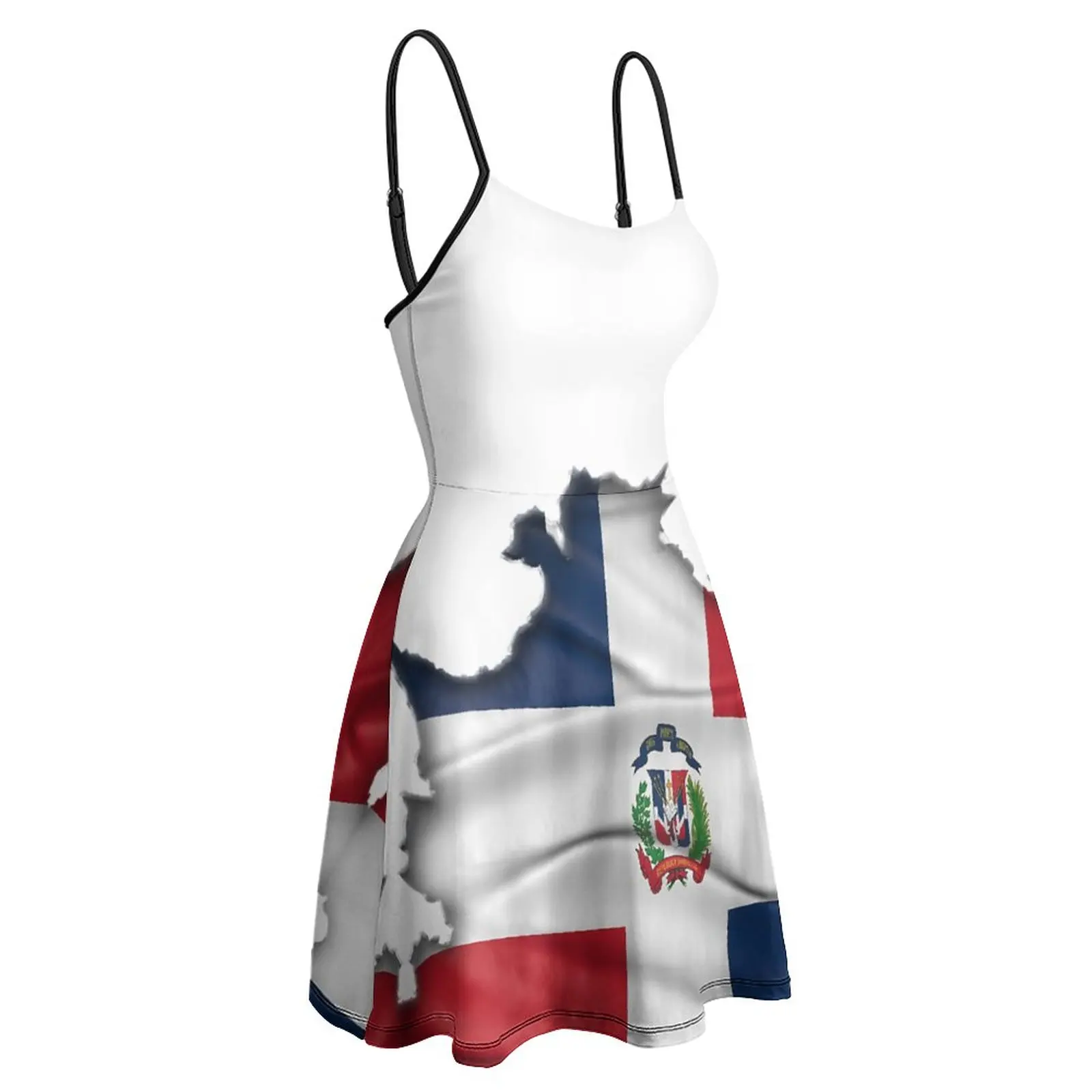 Vestido gráfico de sling feminino, vestido sexy, República Peruana Bandeira Vestuário Undercable, Dominicana