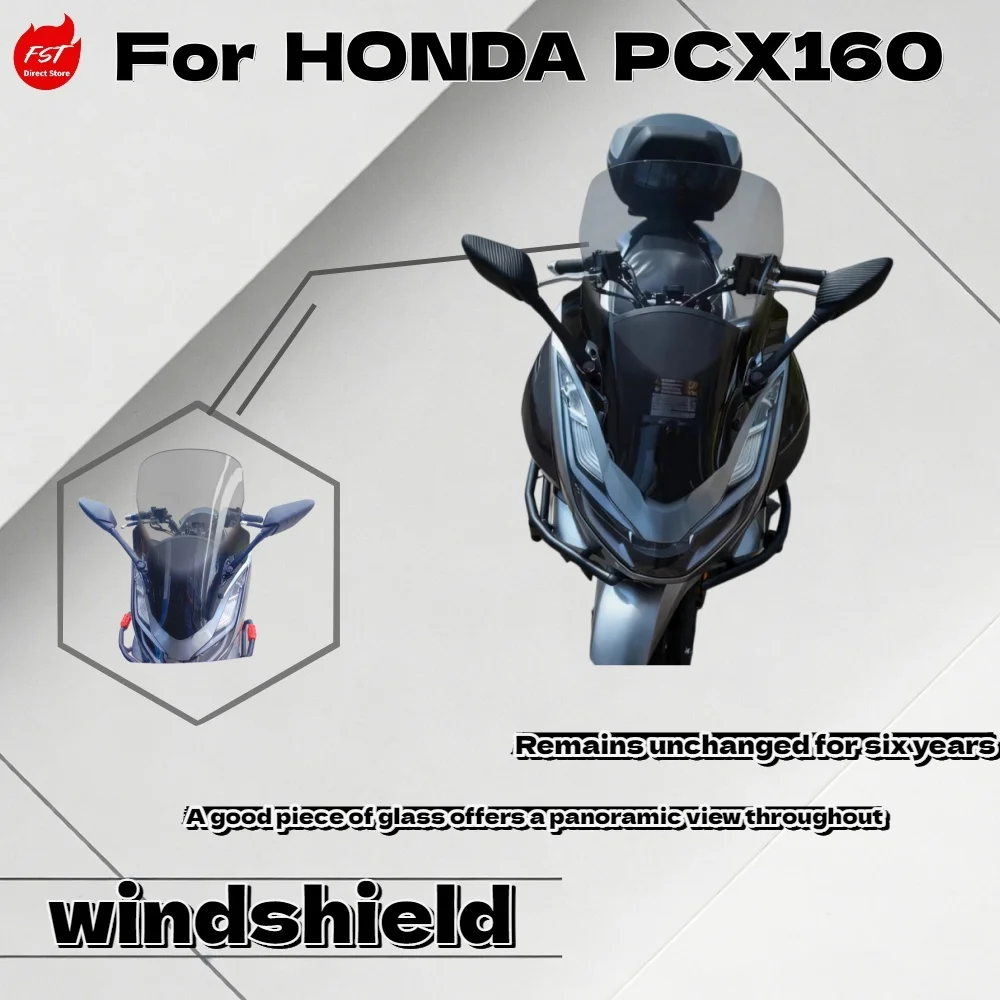 For Honda PCX160 Premium Heightened Windshield Mirror Relocation HD Transparent Chest Guard
