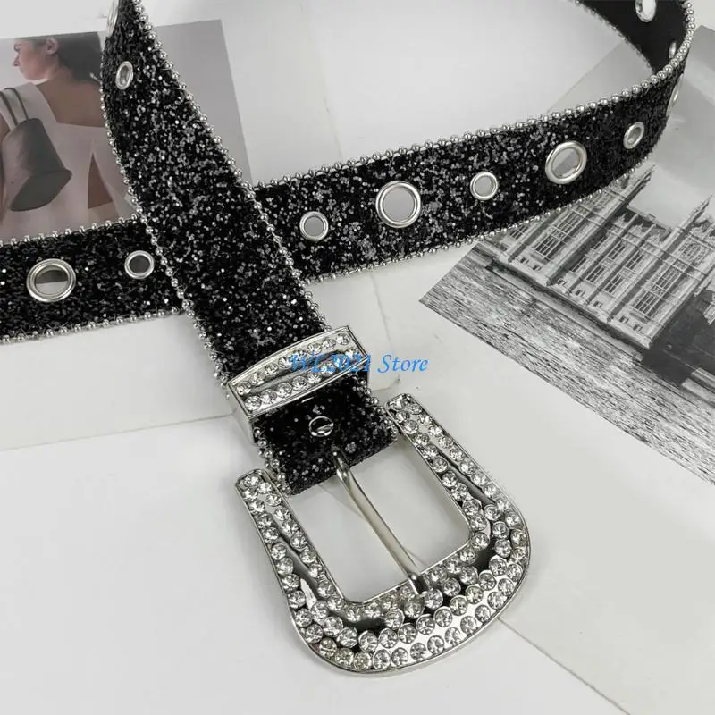 

G5GC Cool Gothic Glittered Belts for Jeans Studded Belt for Punk Girls Street