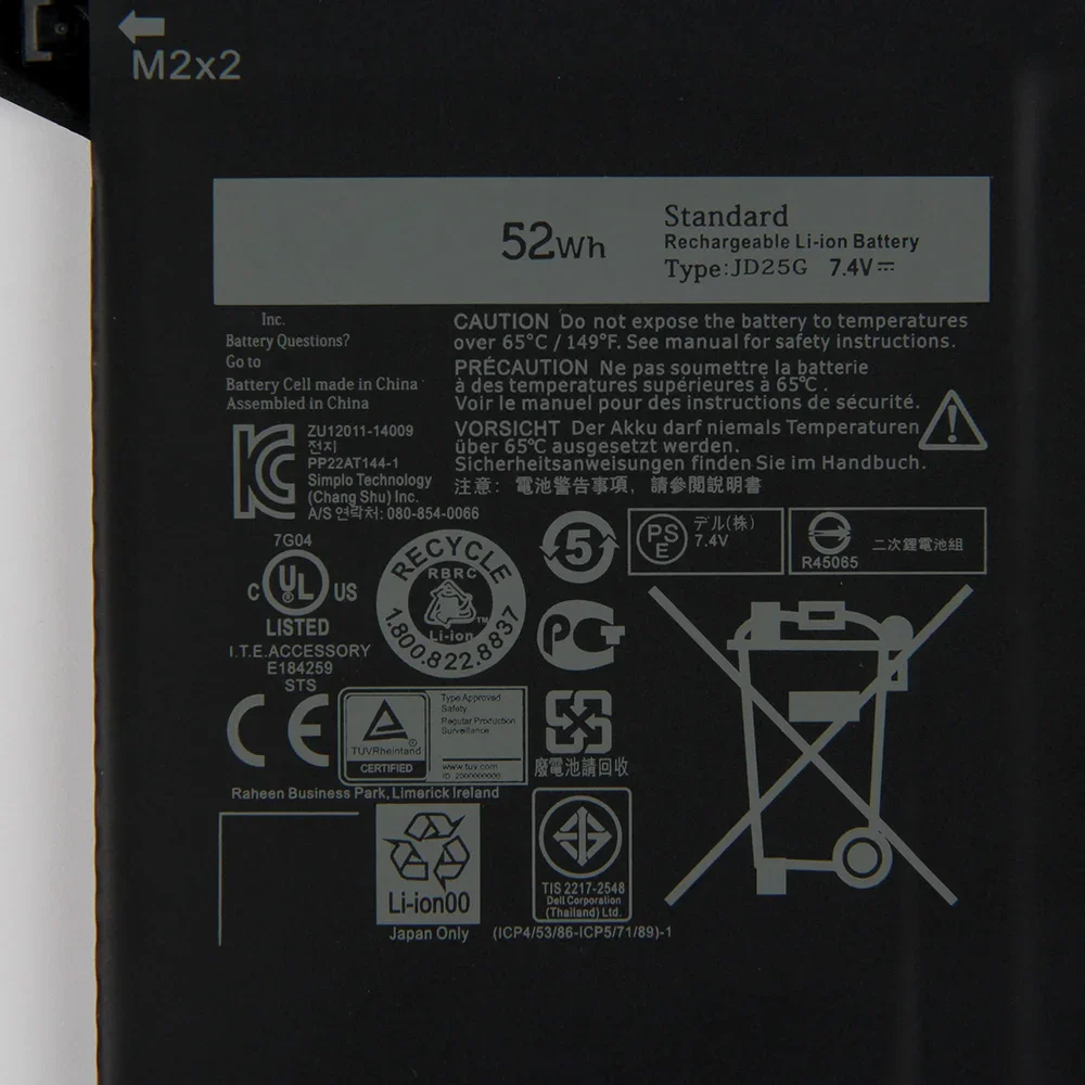 Replacement Battery JD25G JHXPY 90V7W 0N7T6 5K9CP For Dell XPS 13 9350 9343 13D-9343 52Wh Batteries