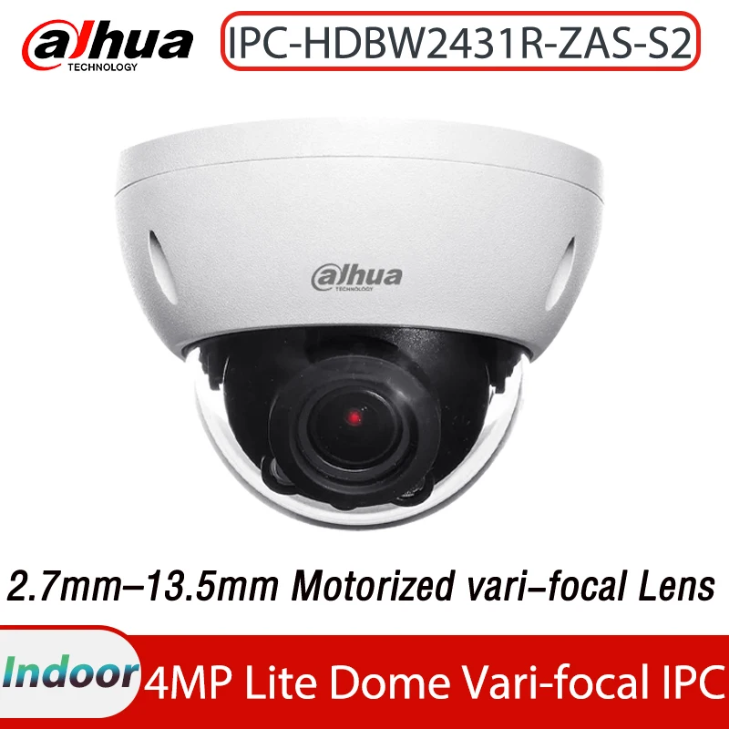 

Dahua IPC-HDBW2431R-ZAS-S2 4MP Lite IR 40M 2.7mm–13.5mm Motorized Vari-focal Dome Network Security Camera Audio Alarm IP67 IK10