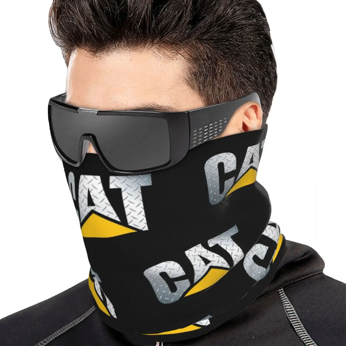 CAT Diamond Plate Multifunctional Elastic Neck Gaiter Dust Proof Face Cover Bandana Unisex for Motorcycle Hiking Fishing