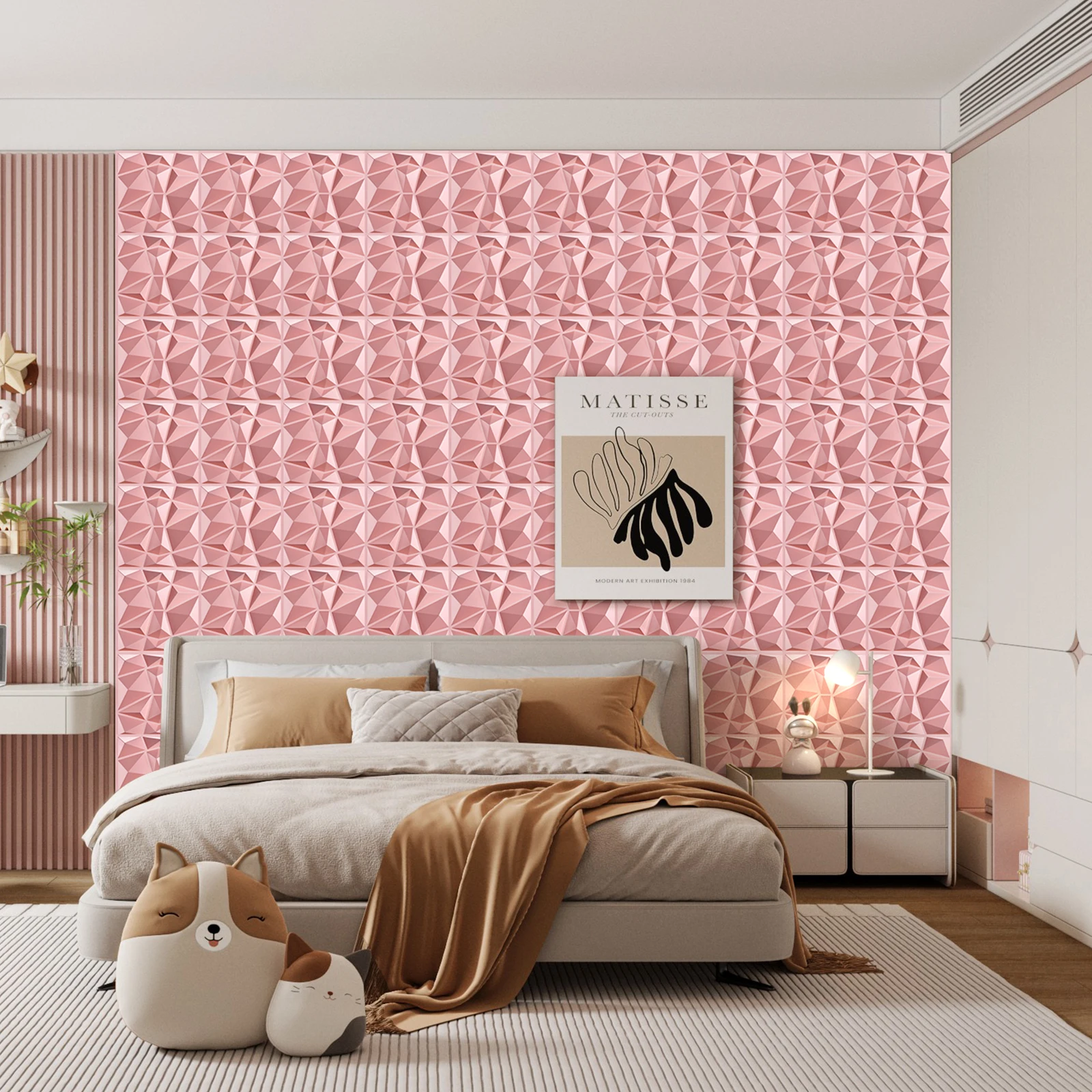 KUUJOJO 3D textured wall panel for indoor wall decoration, suitable for living room, hall, bedroom, hotel, office, send tape