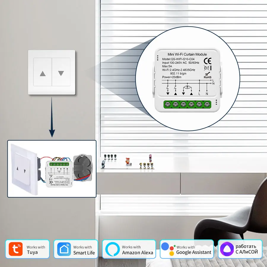 5A Tuya WiFi ZigBee Smart Curtain Switch Module Blinds Roller Shutter Electric Motor Voice Control Timing Supports Alexa Google