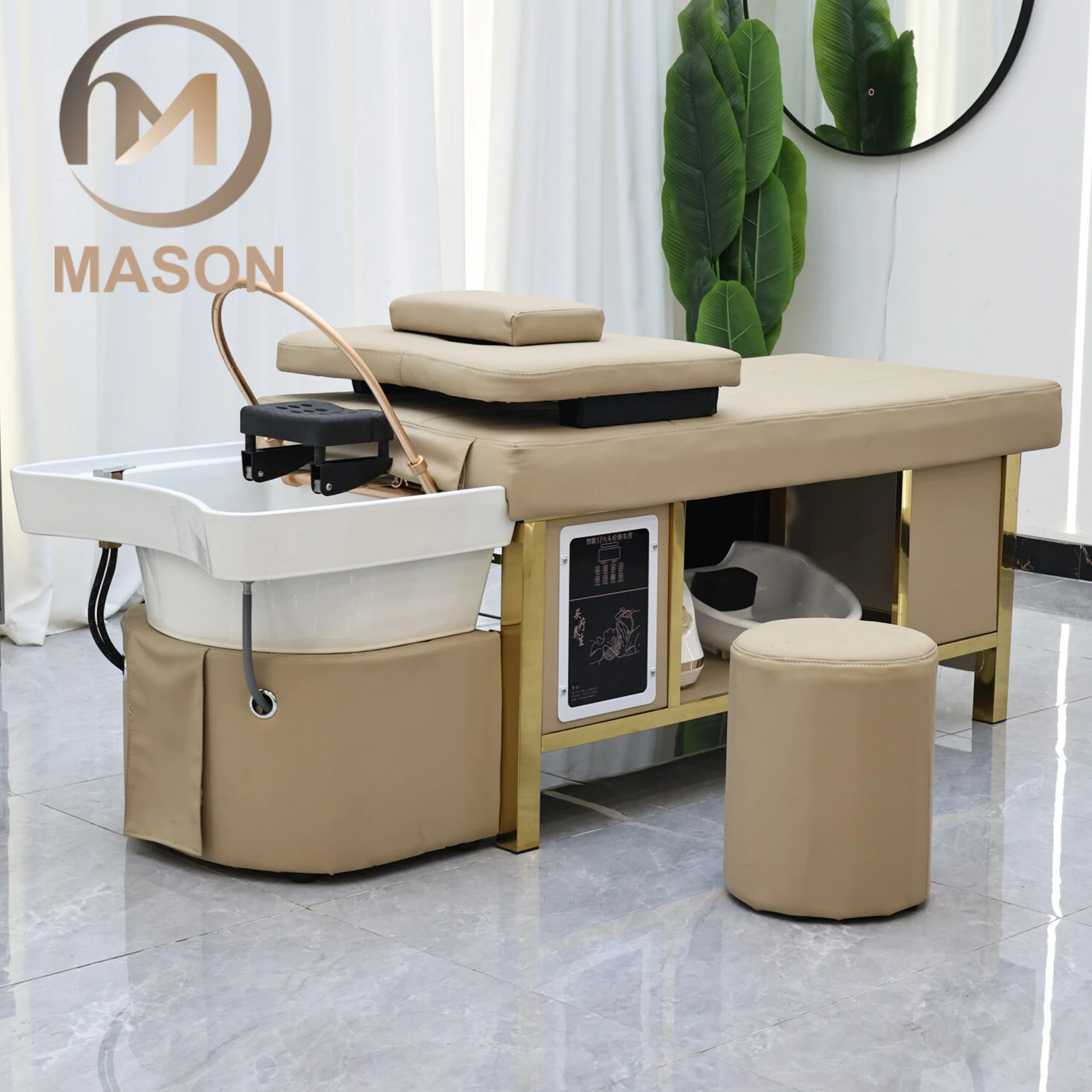 Professional Modern Salon Shampoo Bed with Ceramic Hair Washing Basin & Massage Chair Fast Shipping Available