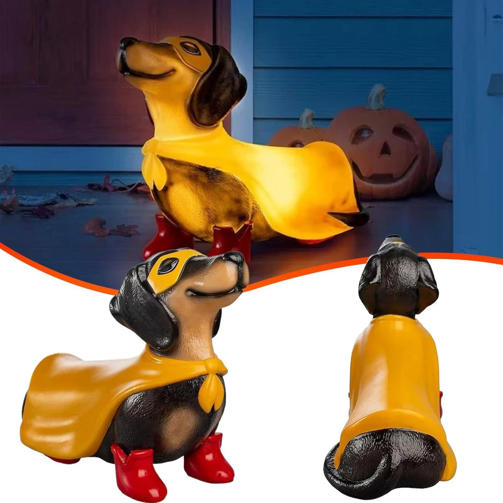 Super Hero Sausage Dog Statue Retro Vienna Style Resin Home Decor Figurine Gift For Living Room Desk Display